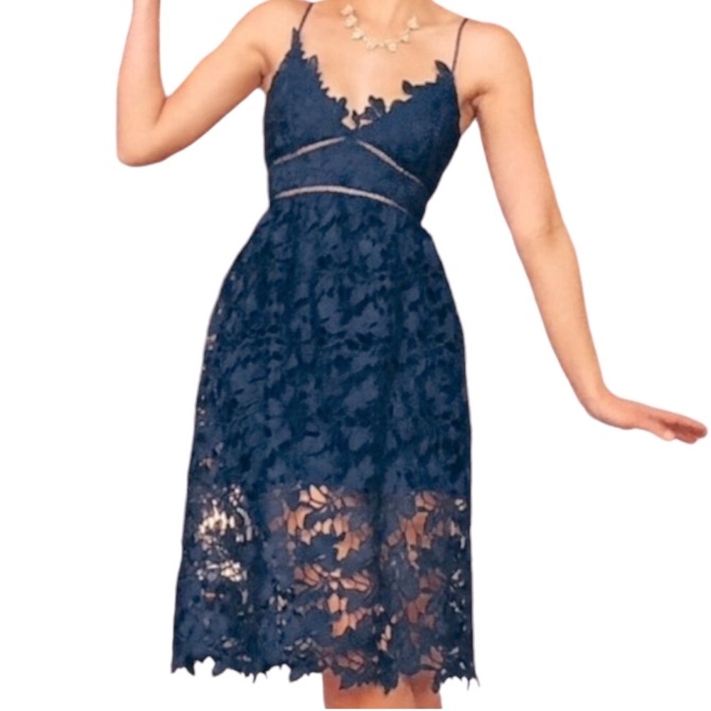 BARDOT - Sonya Navy peek a boo lace dress Revolve size 4 (US) party cocktail